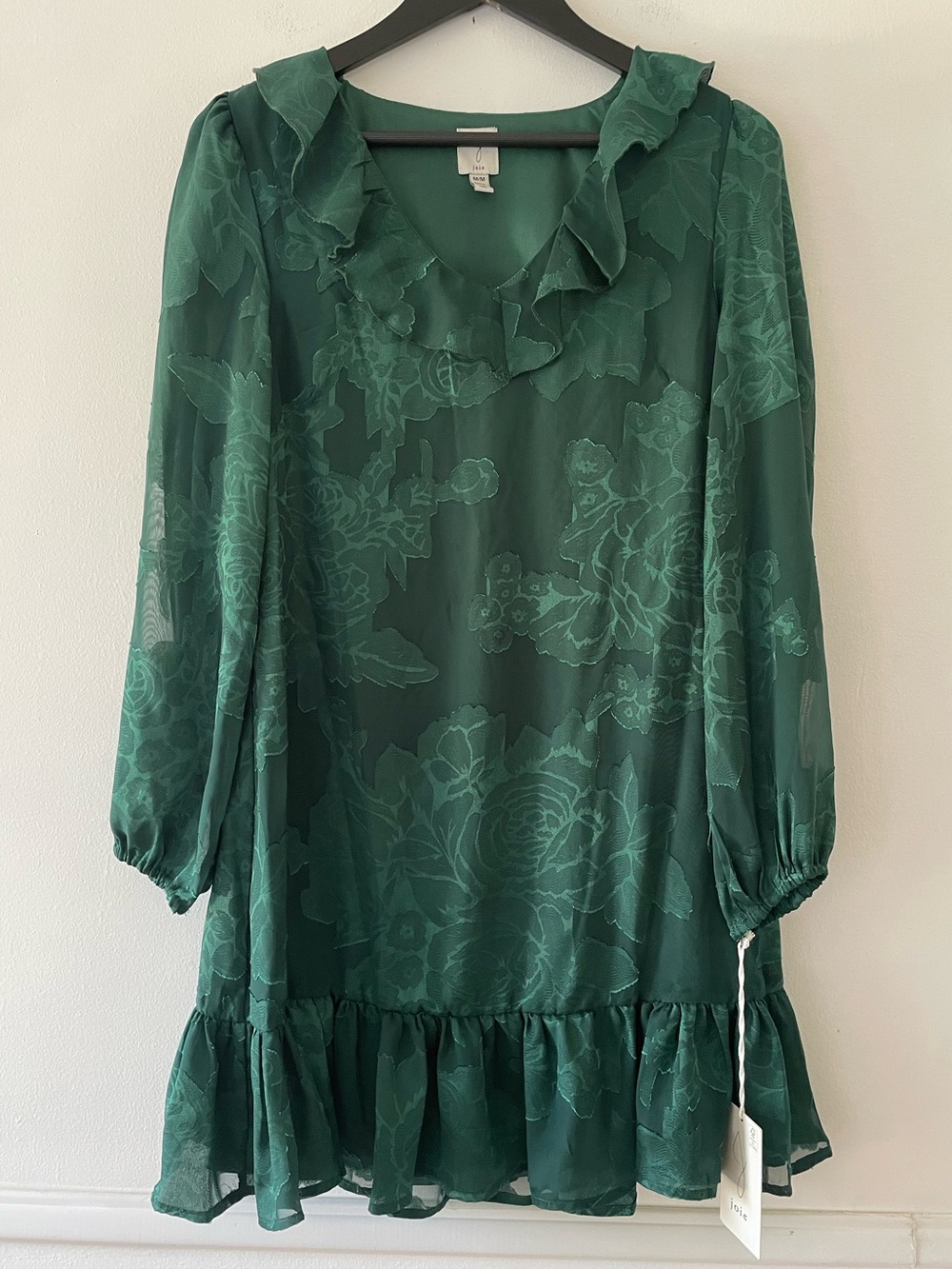Joie Ruffle Detail Floral Long Sleeve Dress Size M